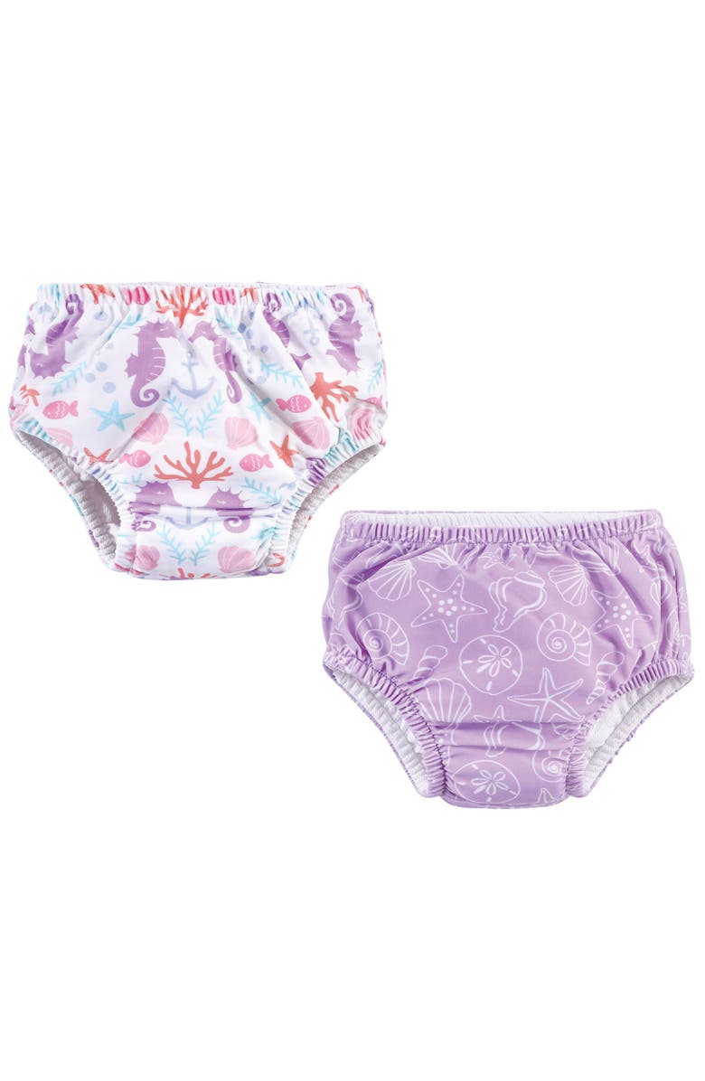 Hudson Baby Pool-Ready Diaper Bottoms, Main, color, Sea Shells