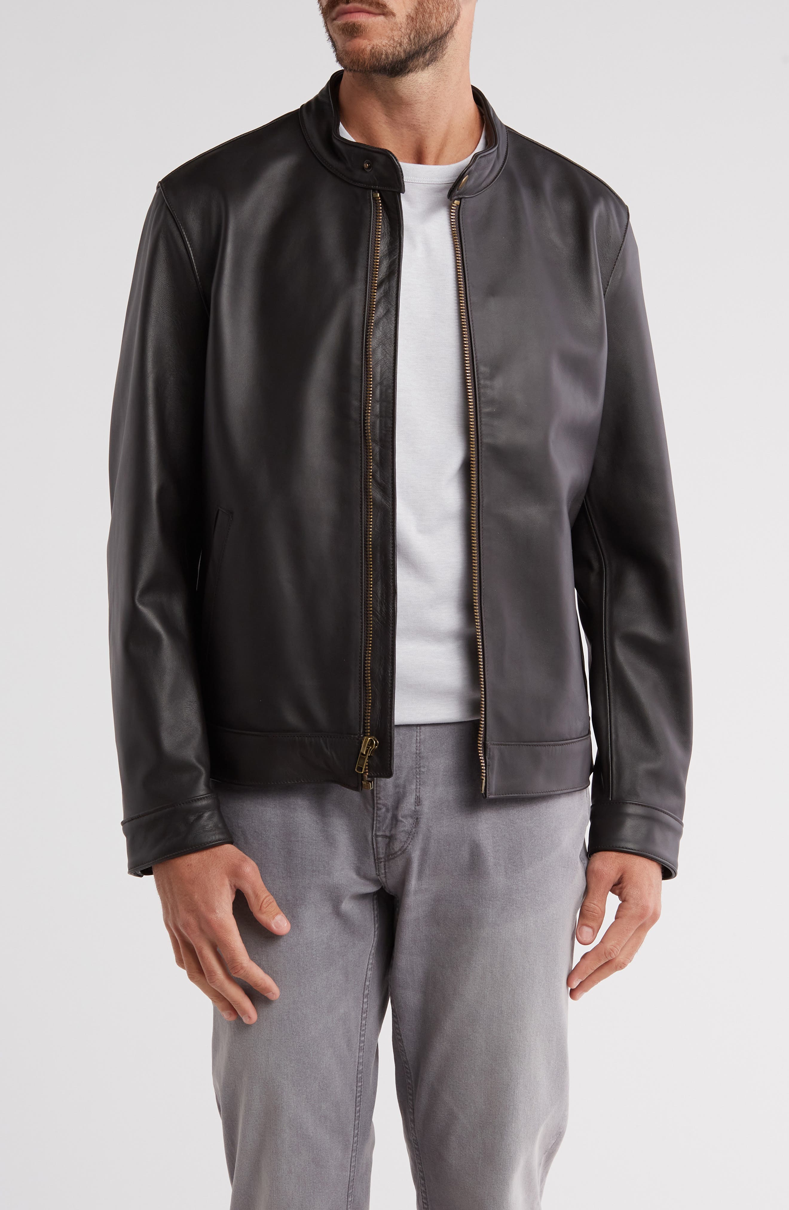 Frye Cafe Leather Racer Jacket