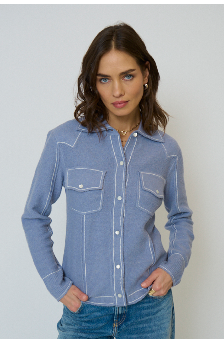 Central Park West Dash Western Sweater Button Up, Main, color, 