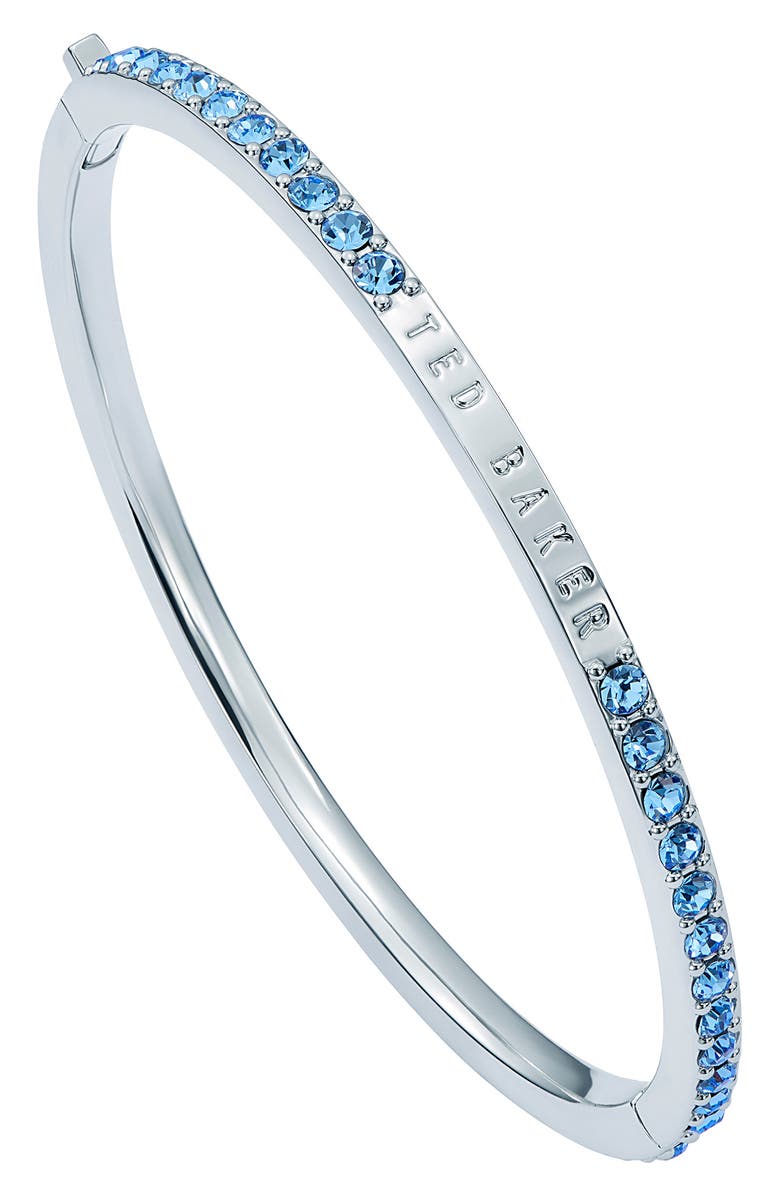 Ted Baker Claudia Narrow Crystal Hinge Bracelet, Main, color, Metallic Silver/ Blue
