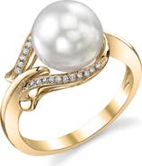 The Pearl Source South Sea Pearl & Diamond Willow Ring