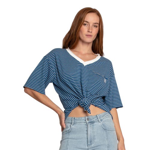 Belle & Bloom Brave Soul Oversized Striped T-shirt In Blue