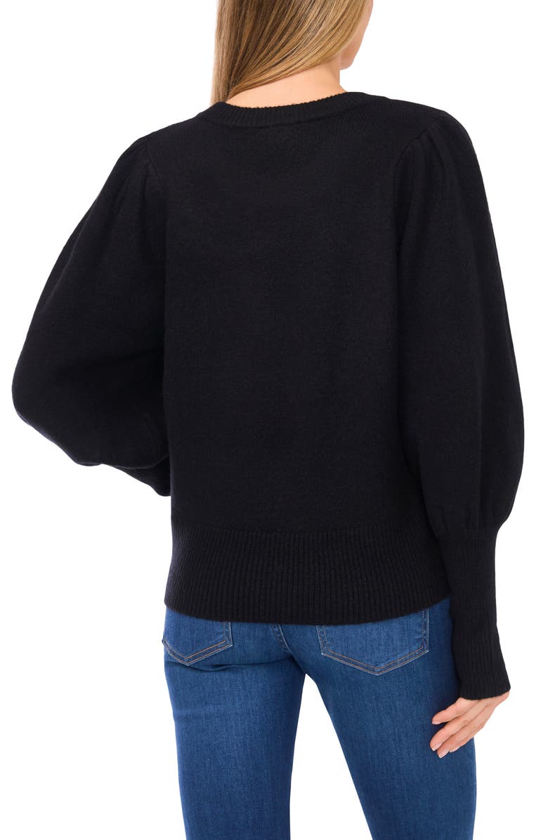 CeCe Faux Pearl Heart Embellished Crewneck Sweater, Alternate, color, Rich Black