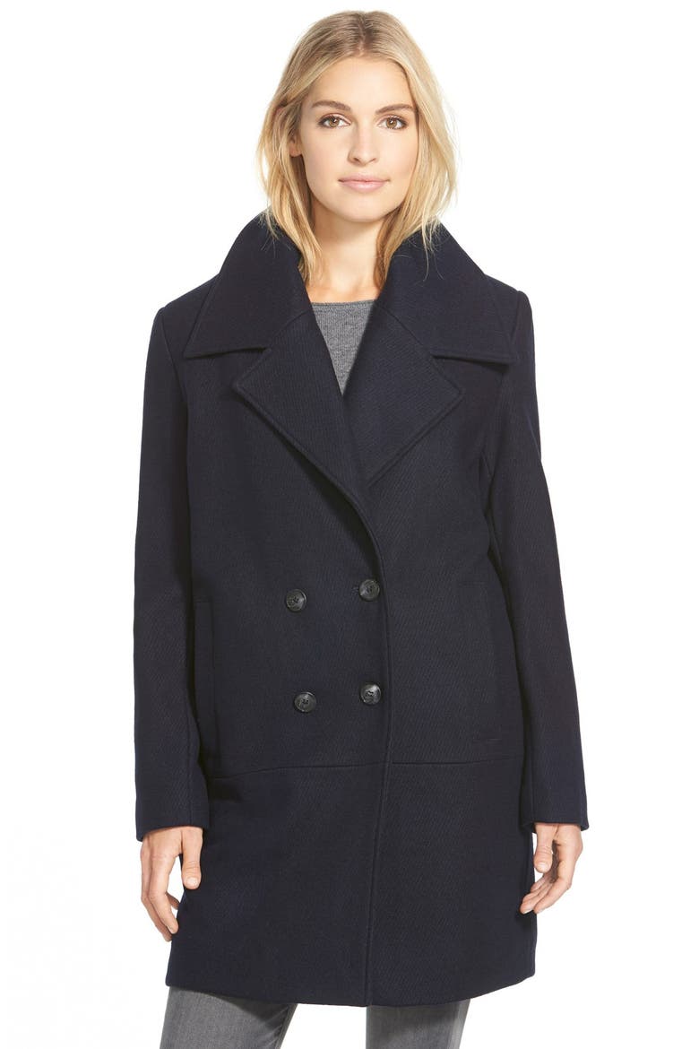 'Natalie' Twill Wool Blend Boyfriend Coat, Main, color, DENIM