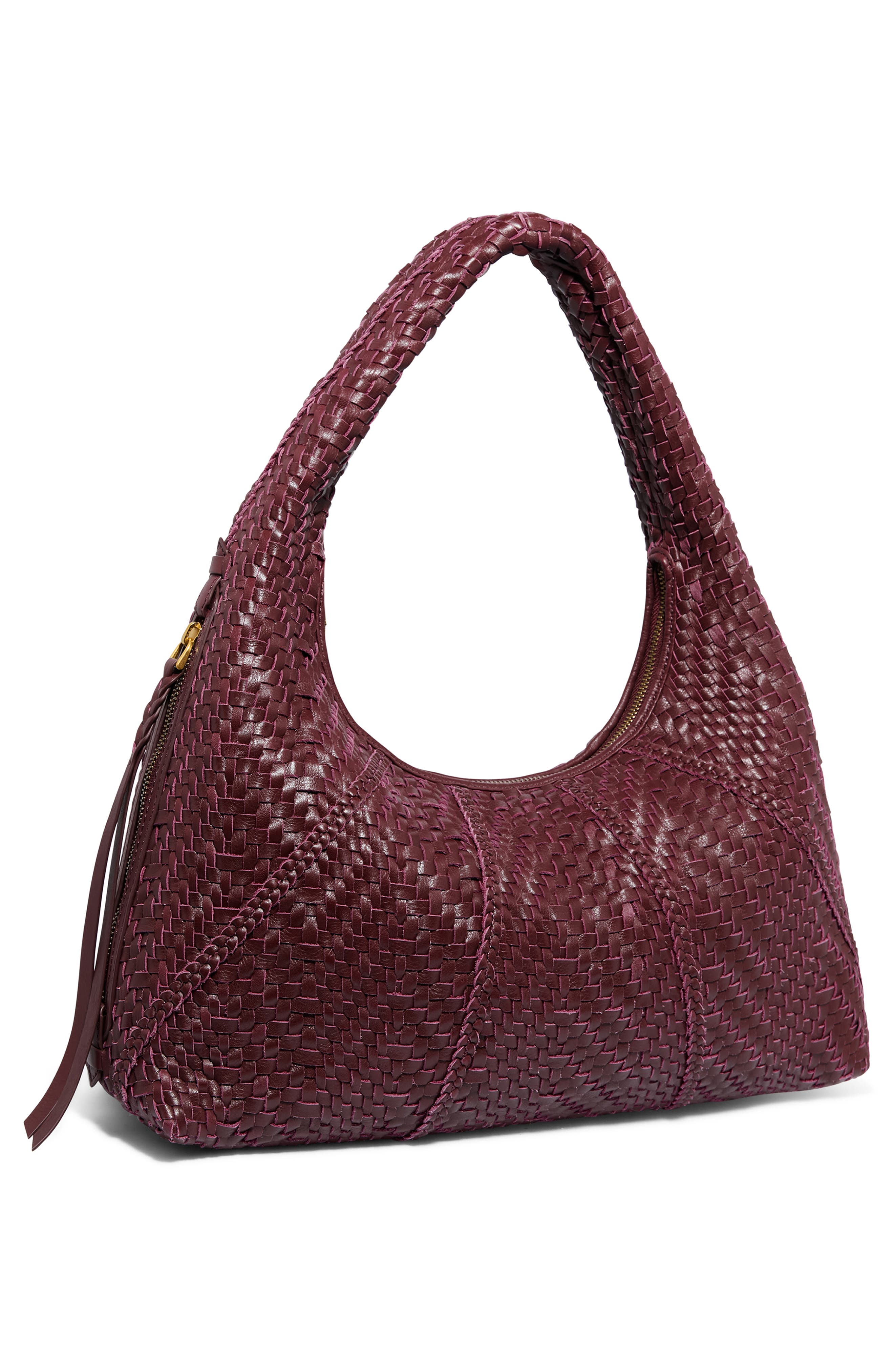 Chelsea Woven Leather Hobo Bag, Alternate, color, ROYAL PLUM