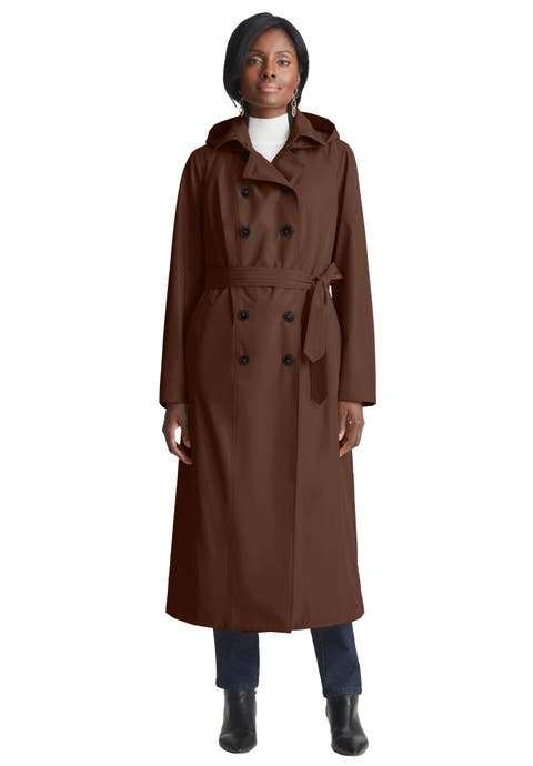 Double-breasted Long Trench Raincoat (plus)