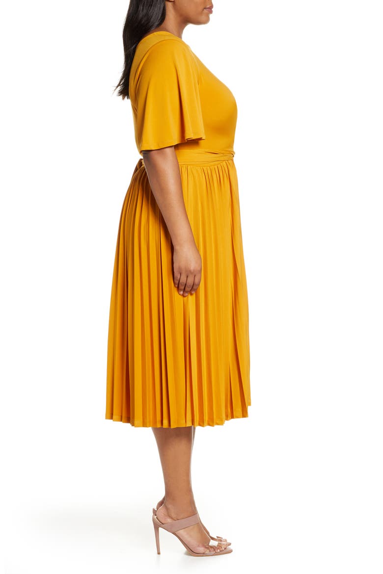 Wrap Waist Jersey Midi Dress, Alternate, color, INCA GOLD