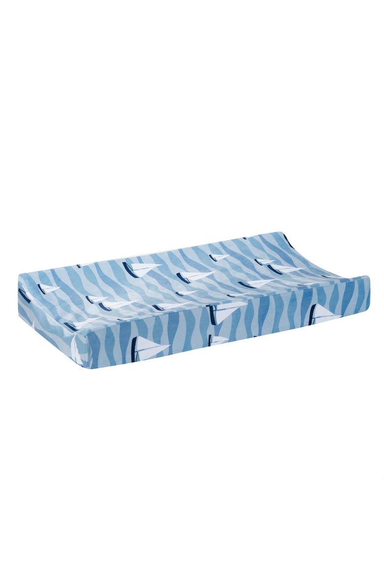 Little Skipper Nautical Ocean Sailboat Soft Changing Pad Cover, Alternate, color, Blue