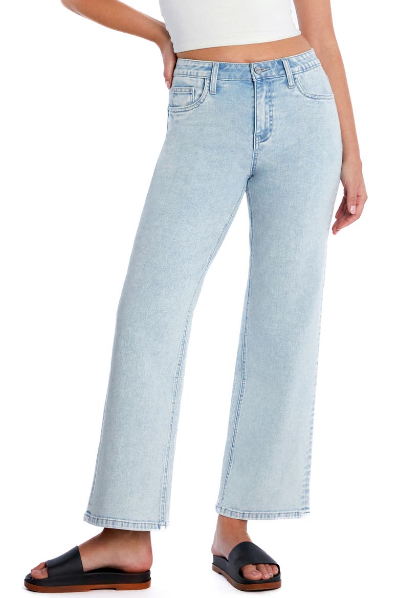 Clever Ripped High Waist Wide Leg Jeans, Main, color, COSMIC BLUE