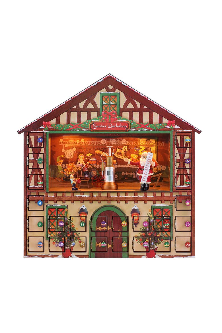 16 in. Animated Santa's Workshop Advent Calendar, Main, color, Multicolor