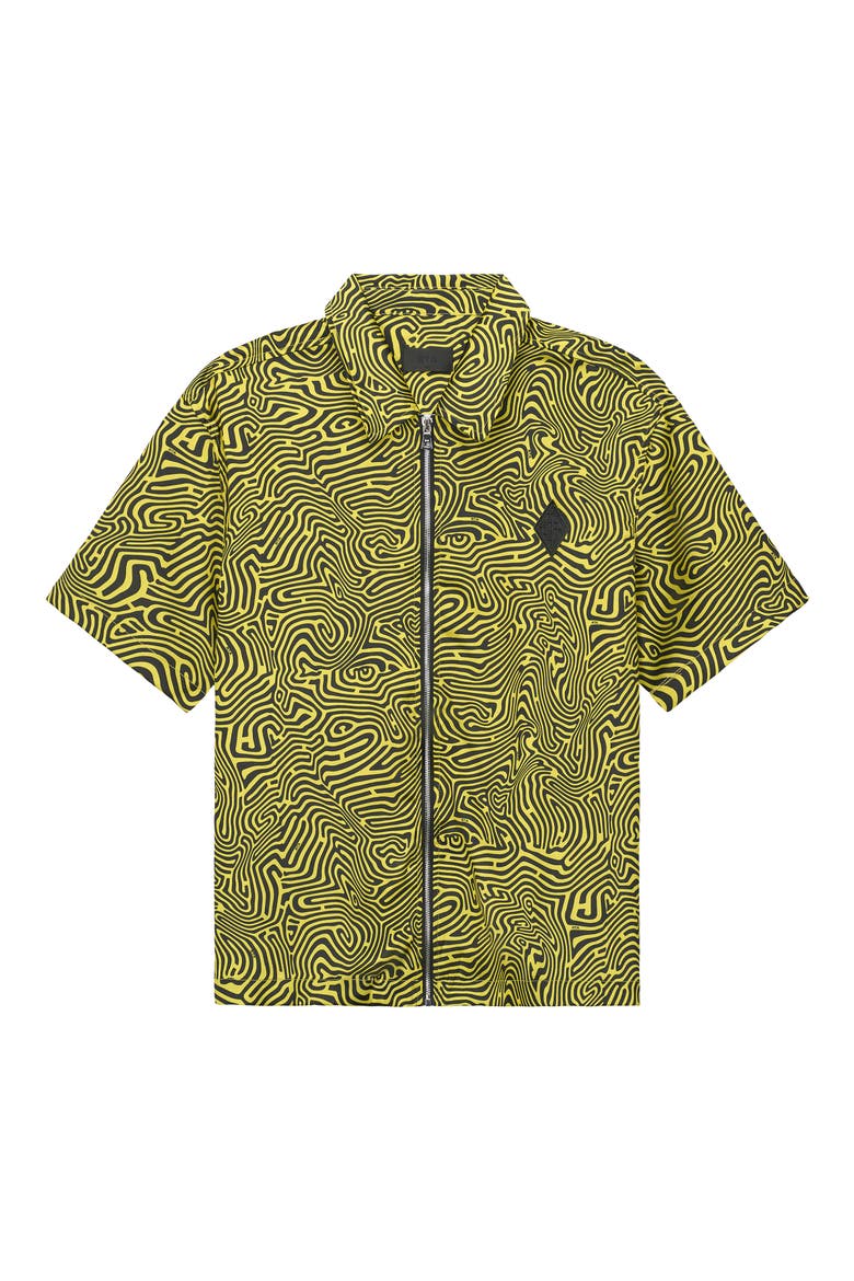 Zeno Topography Short Sleeve Zip-Up Shirt, Alternate, color, BLACK TOPOGRAPHY