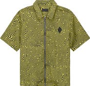 RtA Zeno Topography Short Sleeve Zip-Up Shirt