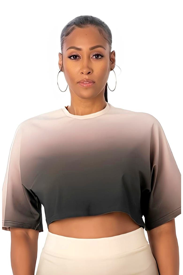 Ombré Oversize Crop T-shirt, Alternate, color, BLACK