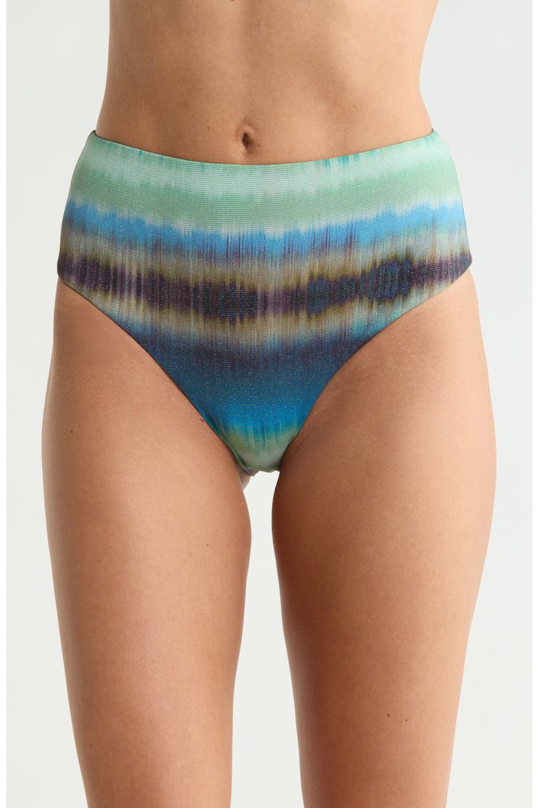 Metallic High Waist Bikini Bottoms, Main, color, BLUE MULTI