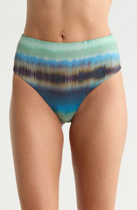 Metallic High Waist Bikini Bottoms