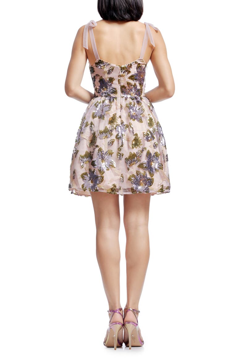 Kaitrin Floral Sequin Fit & Flare Minidress, Alternate, color, LILAC MULTI