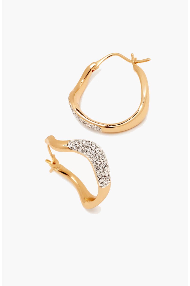 Curved Mini Pave Hoop Earrings in Gold, Main, color, Gold