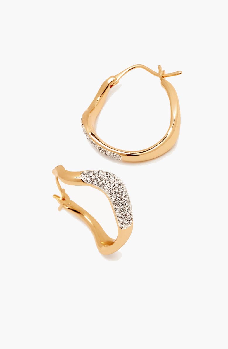 YOJ Curved Mini Pave Hoop Earrings in Gold, Main, color, Gold