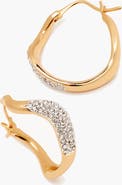 YOJ Curved Mini Pave Hoop Earrings in Gold