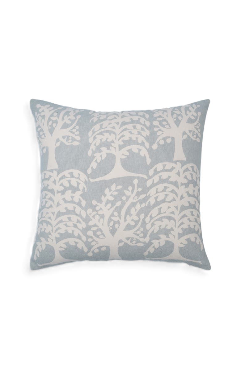 Naki & Ssam Nature whisper Saal Tree print square pillow cover, Main, color, Bit Of Blue