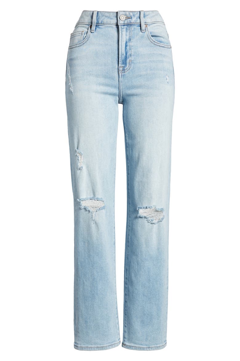Ripped Straight Leg Jeans, Alternate, color, LIGHT WASH