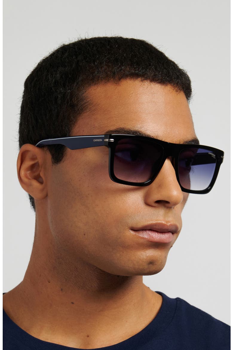 55mm Gradient Rectangular Flat Top Sunglasses, Alternate, color, BLACK BLUE/ DK BLUE SF