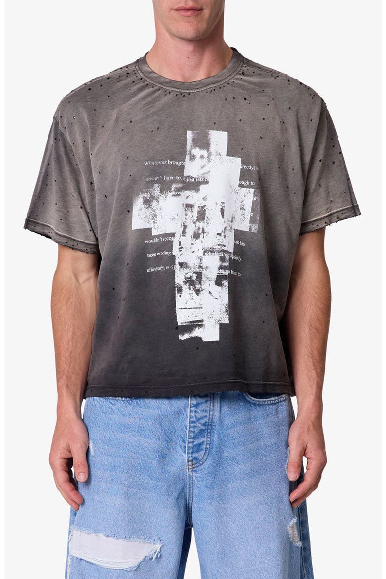Fractured Graphic Distressed T-Shirt, Main, color, WASHED BLACK