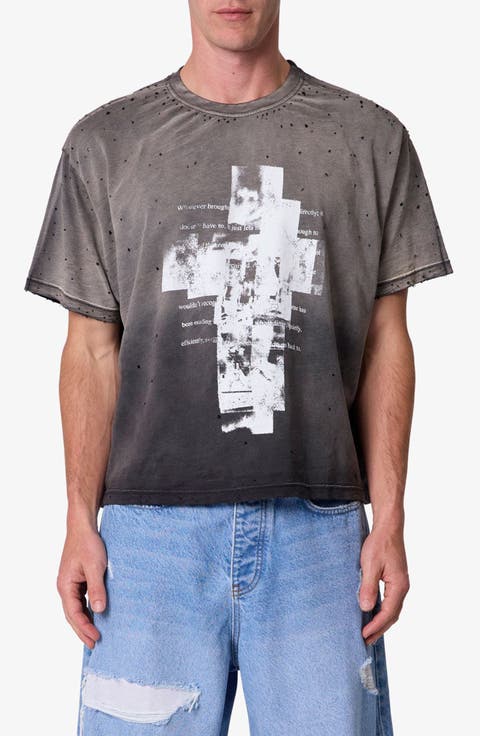 Fractured Graphic Distressed T-Shirt
