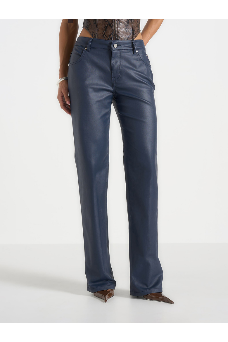 Florence Wax Effect High Rise Straight Leg Jeans, Alternate, color, Indigo