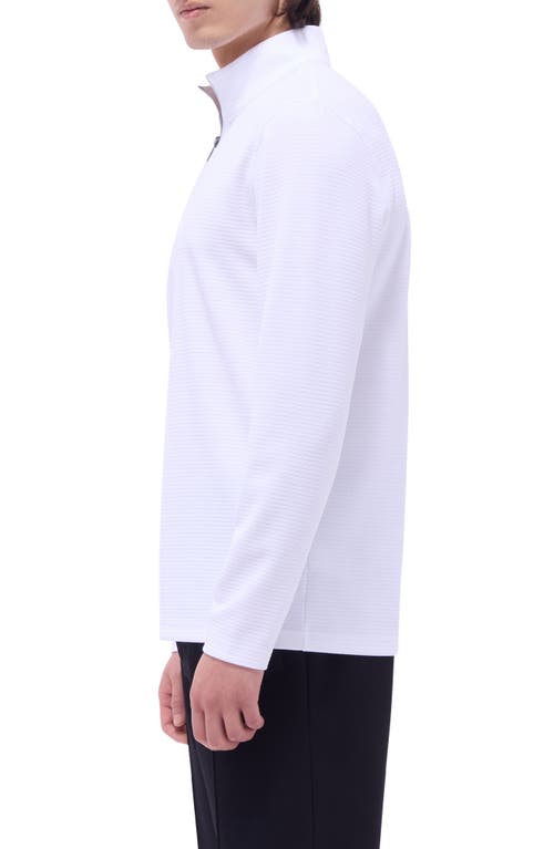 Bugatchi Waffle Knit Quarter Zip Performance Pullover In White