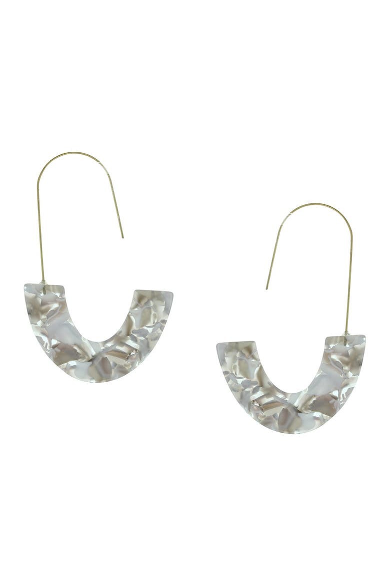 Tabby Multi-Color 76mm Hoop Earrings, Main, color, GOLD-GREY