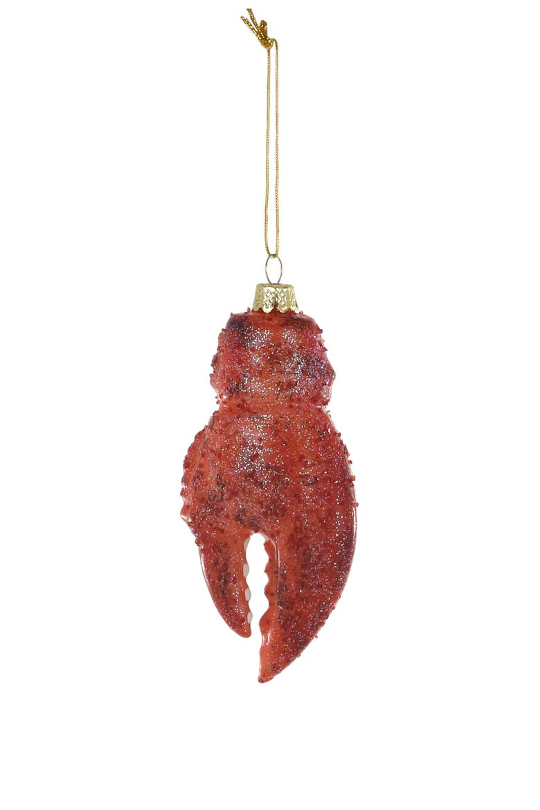 Lobster Claw Glass Ornament, Main, color, RED MULTI