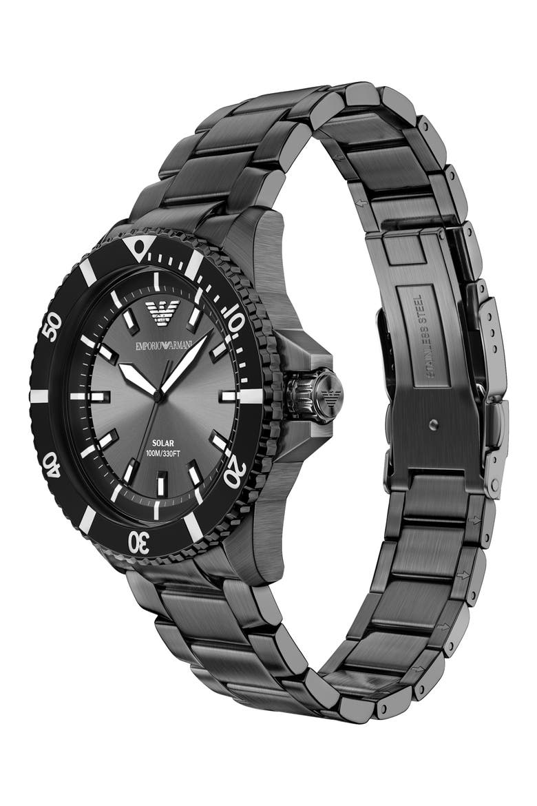 World Explorer Solar Chronograph Bracelet Watch, 43.5mm, Alternate, color, BLACK