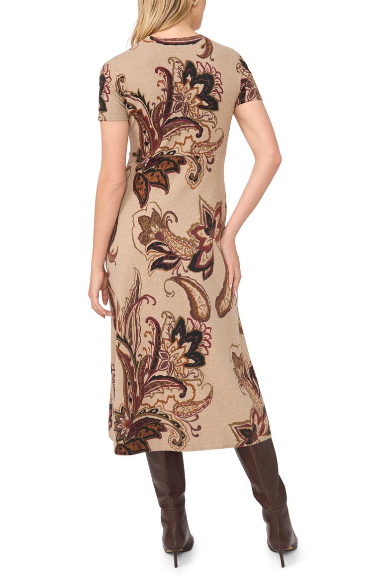 Paisley Print Midi Sweater Dress, Alternate, color, WOODEN