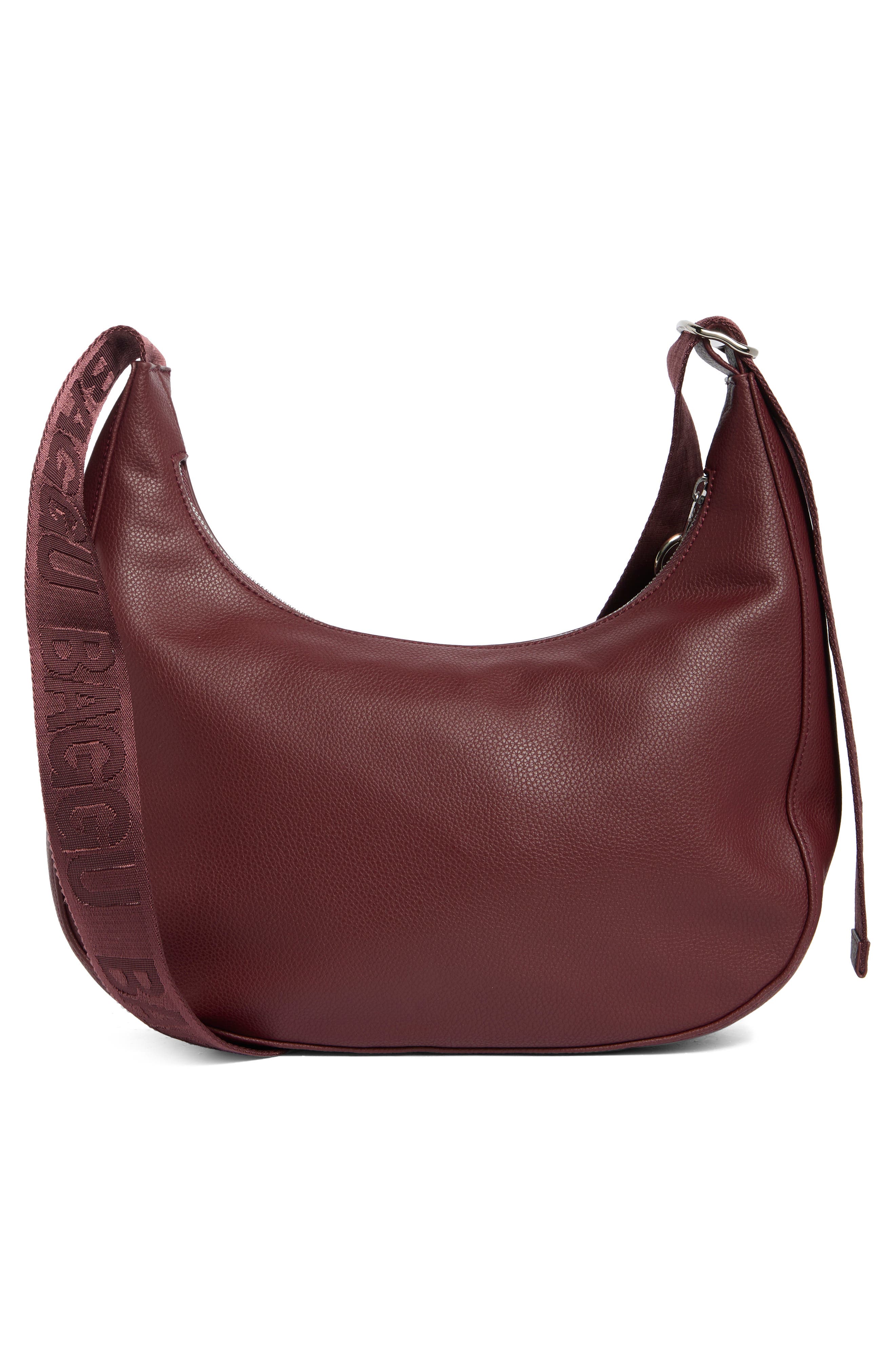 Baggu Medium Recycled Leather Crescent Shoulder Bag, Alternate, color, Mahogany