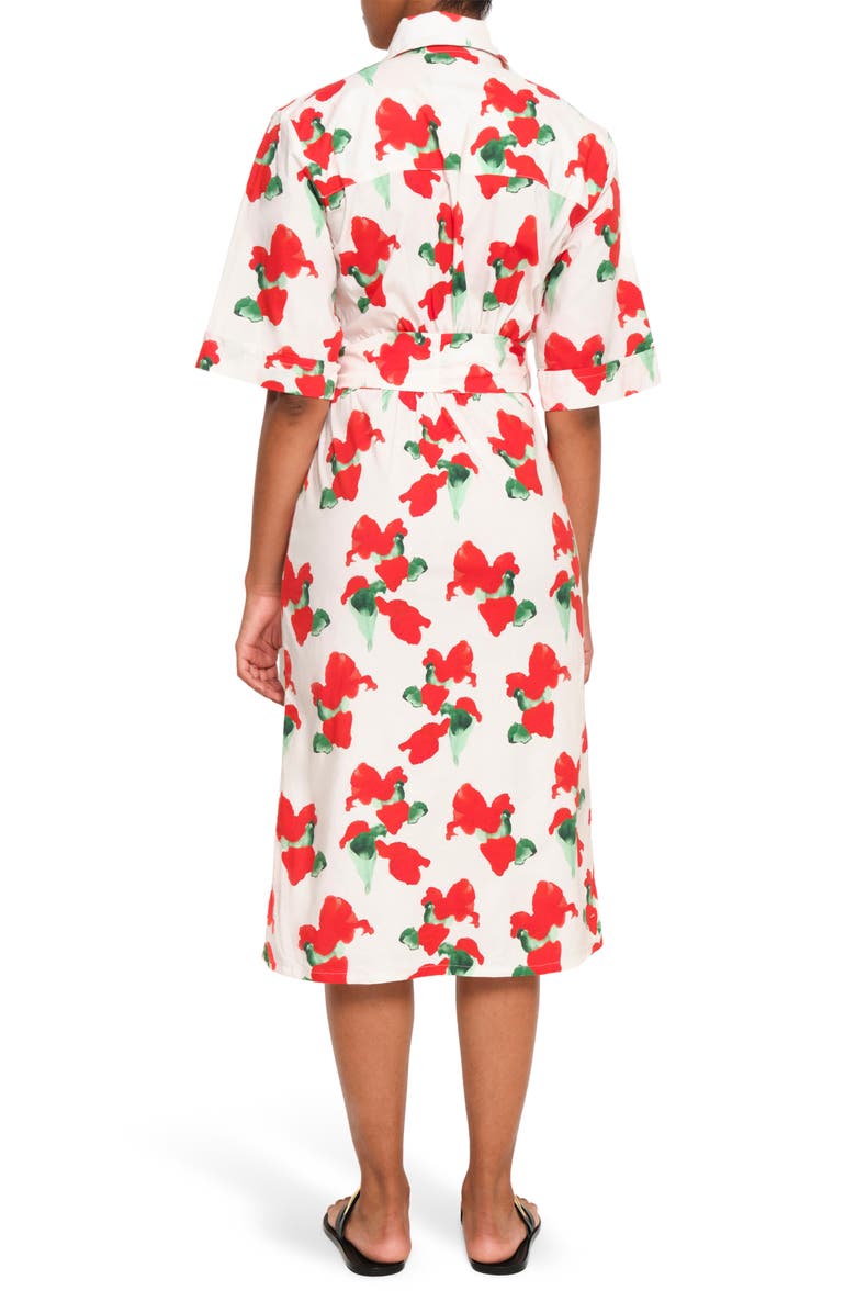 The Lulo Project Marina Floral Stretch Cotton Midi Shirtdress, Alternate, color, Orange Bloom Beige