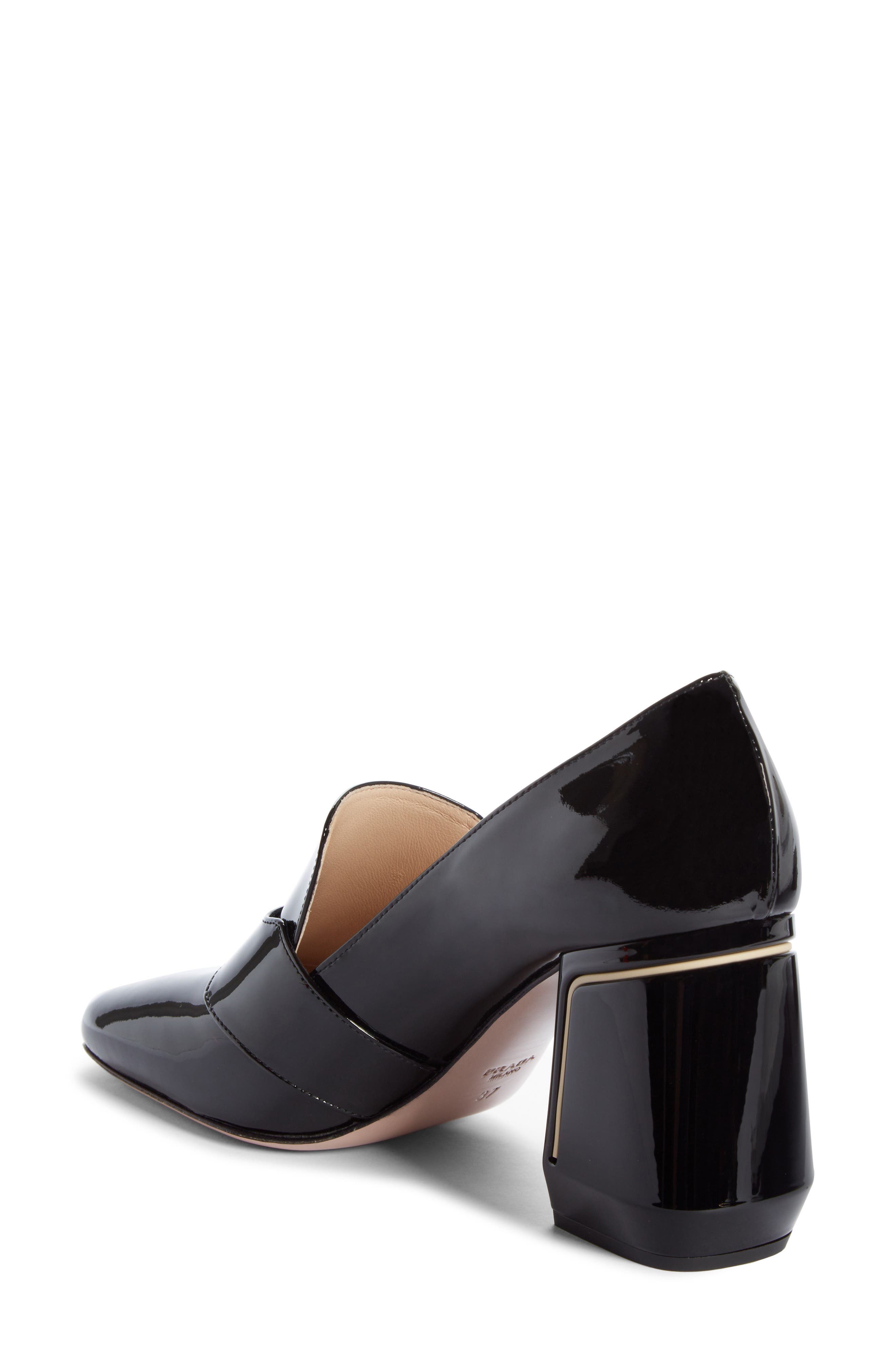 Prada Block Heel Loafer Pump, Alternate, color, 