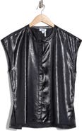DKNY Crackled Faux Leather Cap Sleeve Top