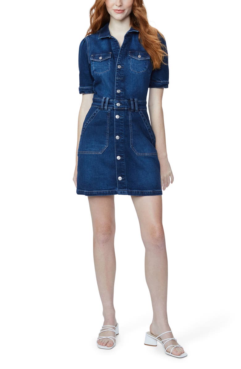 PAIGE Mayslie Button-Up Stretch Denim Dress, Alternate, color, 