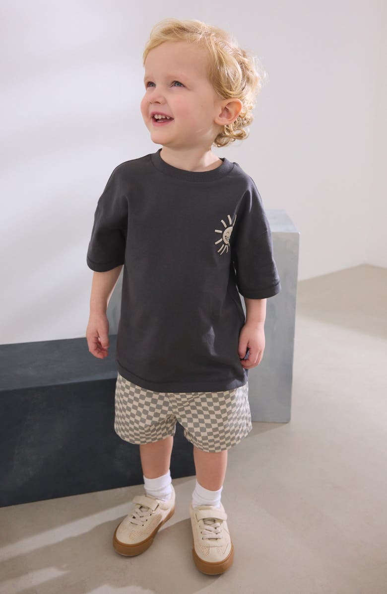 NEXT Kids' Sunshine Cotton Graphic T-Shirt & Check Shorts Set, Alternate, color, 