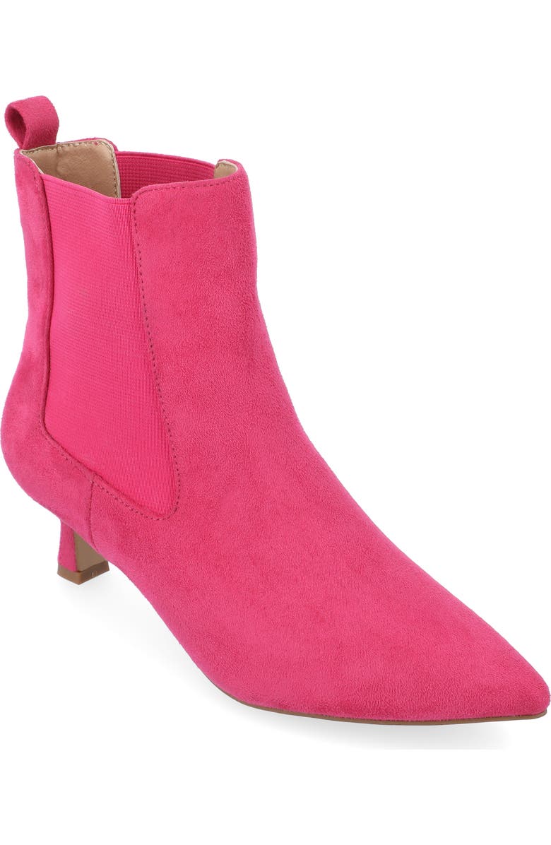 Journee Collection Pointed-Toe Vegan Leather Bootie, Main, color, Fuchsia