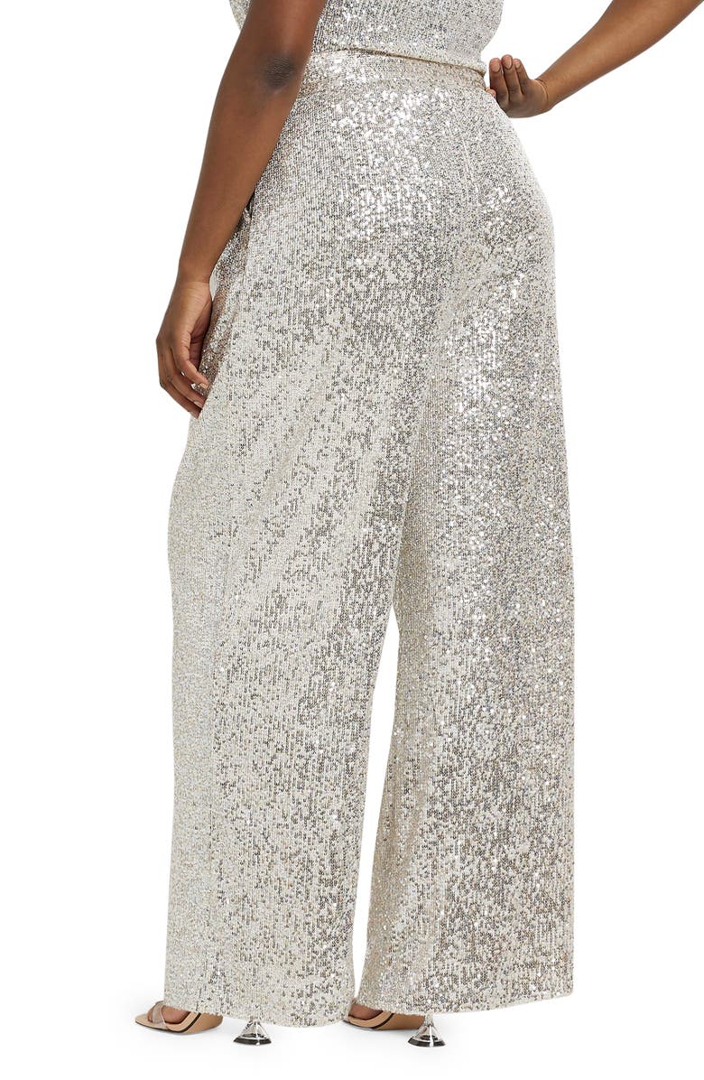 River Island Sequin Wide Leg Trousers, Alternate, color, 
