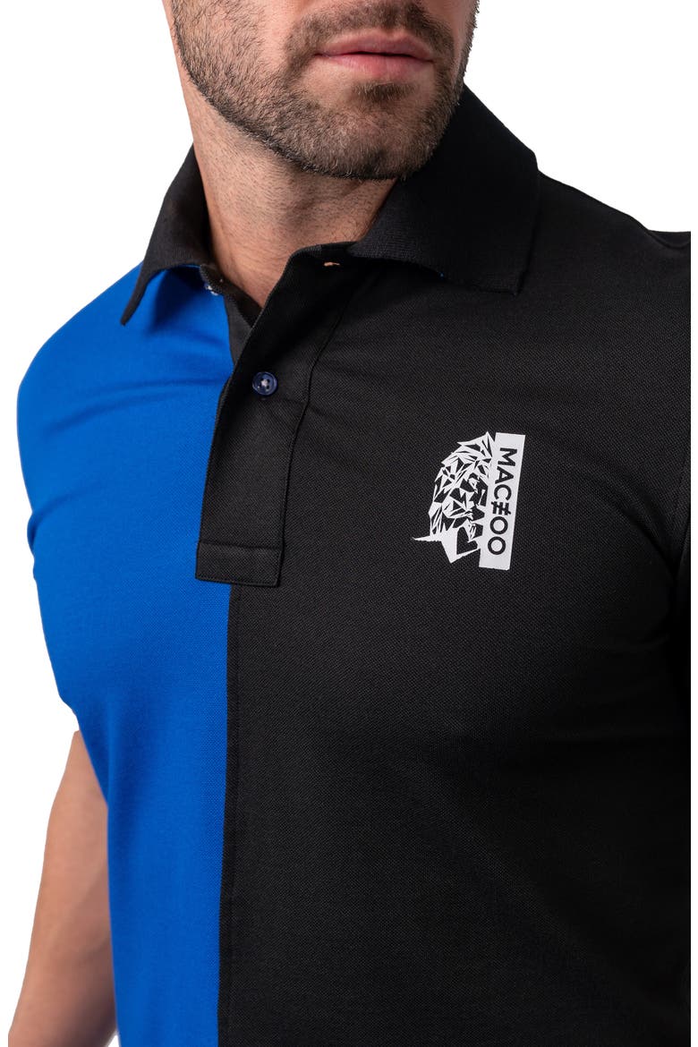 Mozartsplit Regular Fit Colorblock Egyptian Cotton Polo, Alternate, color, BLUE