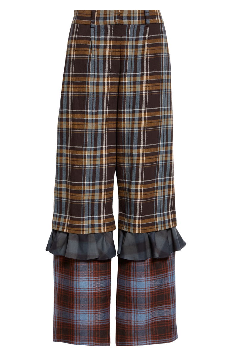 Collina Strada Geranium Triple Plaid Trousers, Alternate, color, Brown Multi Plaid