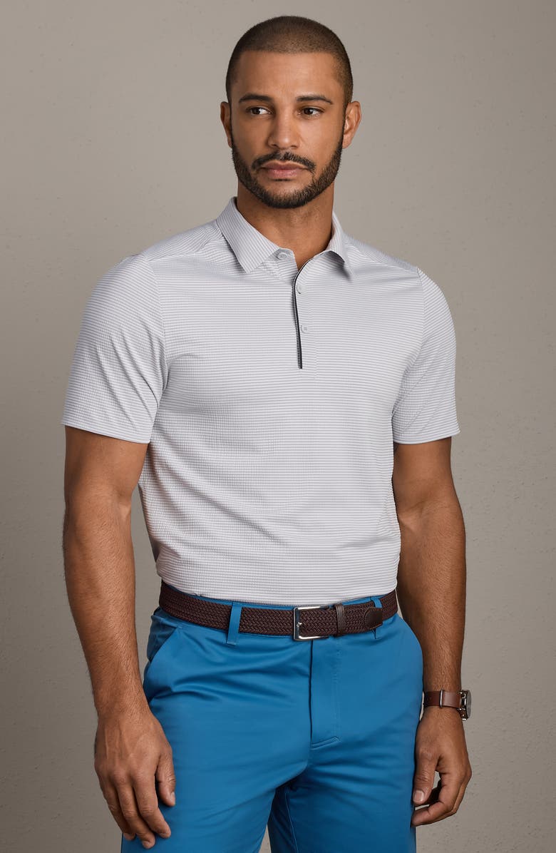Rhone Approach Performance Polo, Alternate, color, Sleet Gray Seersucker
