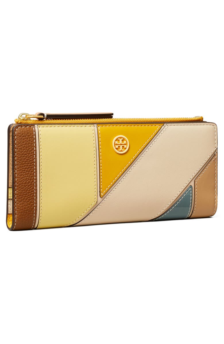 Tory Burch Robinson Patchwork Slim Top Zip Wallet, Alternate, color,