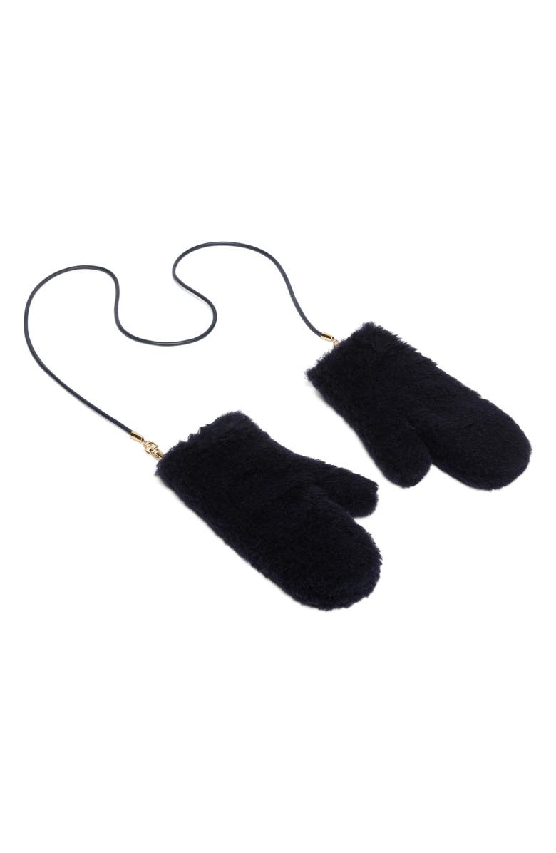 Max Mara Ombrato Alpaca, Wool & Silk Teddy Mittens, Alternate, color, Midnightblue