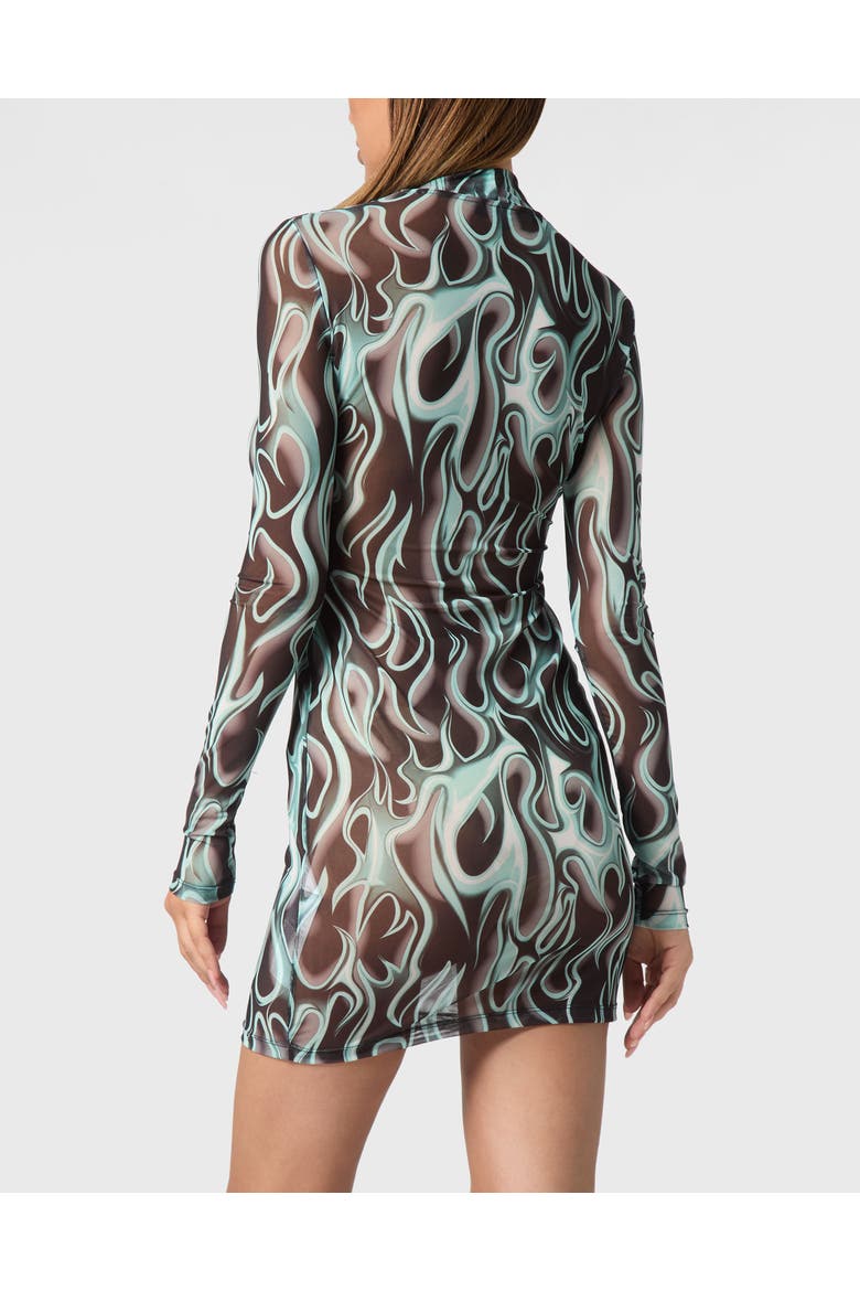 Tulle Mini Dress Ls Flame Women, Alternate, color, black