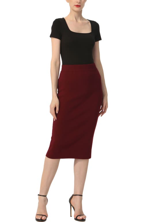 Kimi & Kai Knit Pencil Skirt In Wine