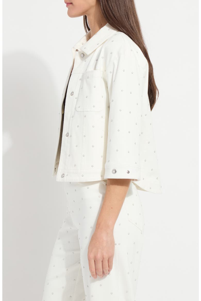 Audrey Embellished Crop Denim Jacket, Alternate, color, ECRU WHITE